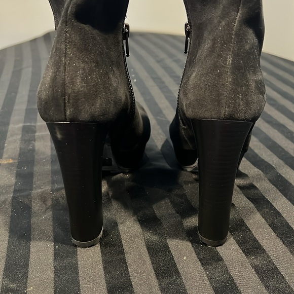 Women's High Heel platform Booties Black Suede, cinti , Made In Italy Size 38 - Picture 2 of 7